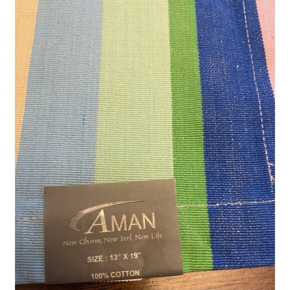 AMAN Placemats Cotton Colorful Striped Fiesta Summer Table Linens - Picture 4 of 10